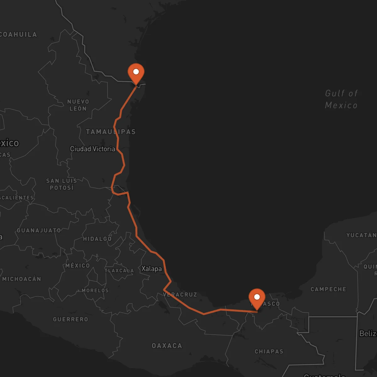 Ruta Matamoros - Villahermosa