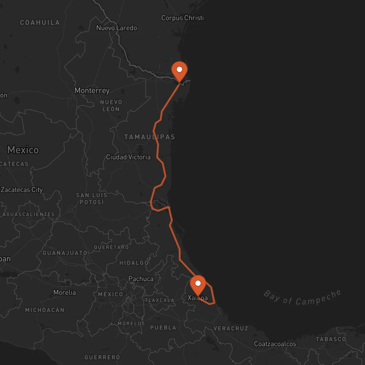 Ruta Matamoros - Xalapa