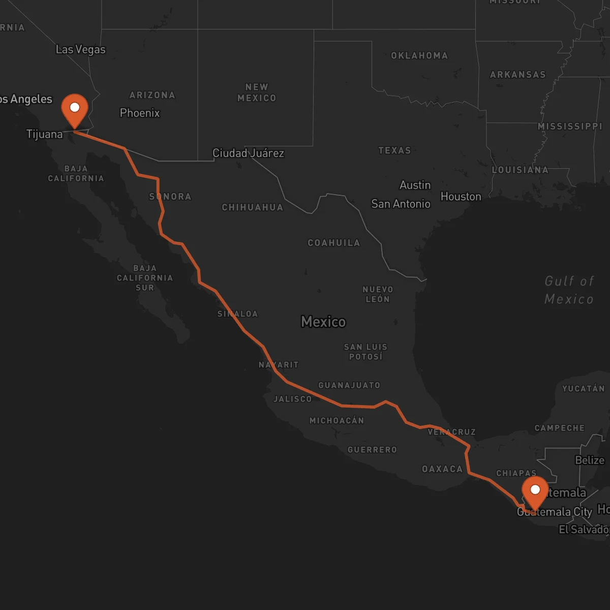 Ruta Mazatenango - Mexicali