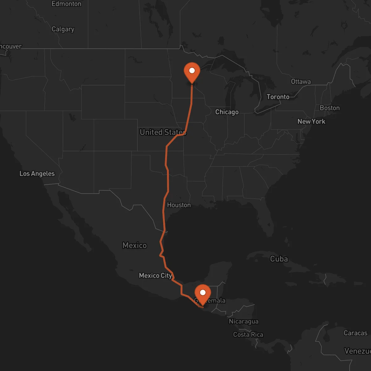 Ruta Minneapolis - Mazatenango