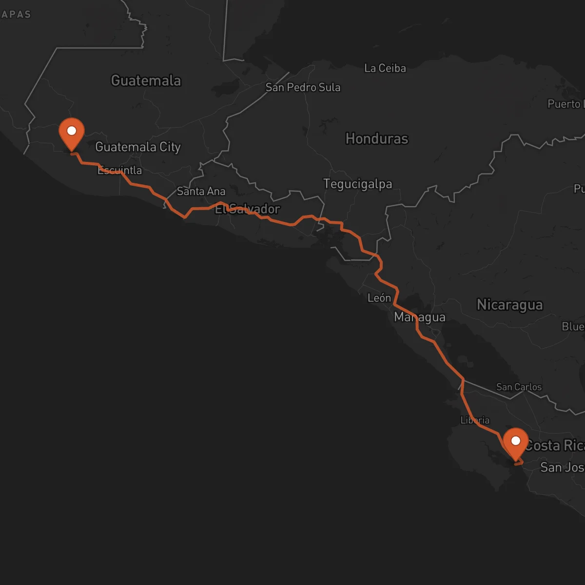Ruta Mazatenango - Puntarenas