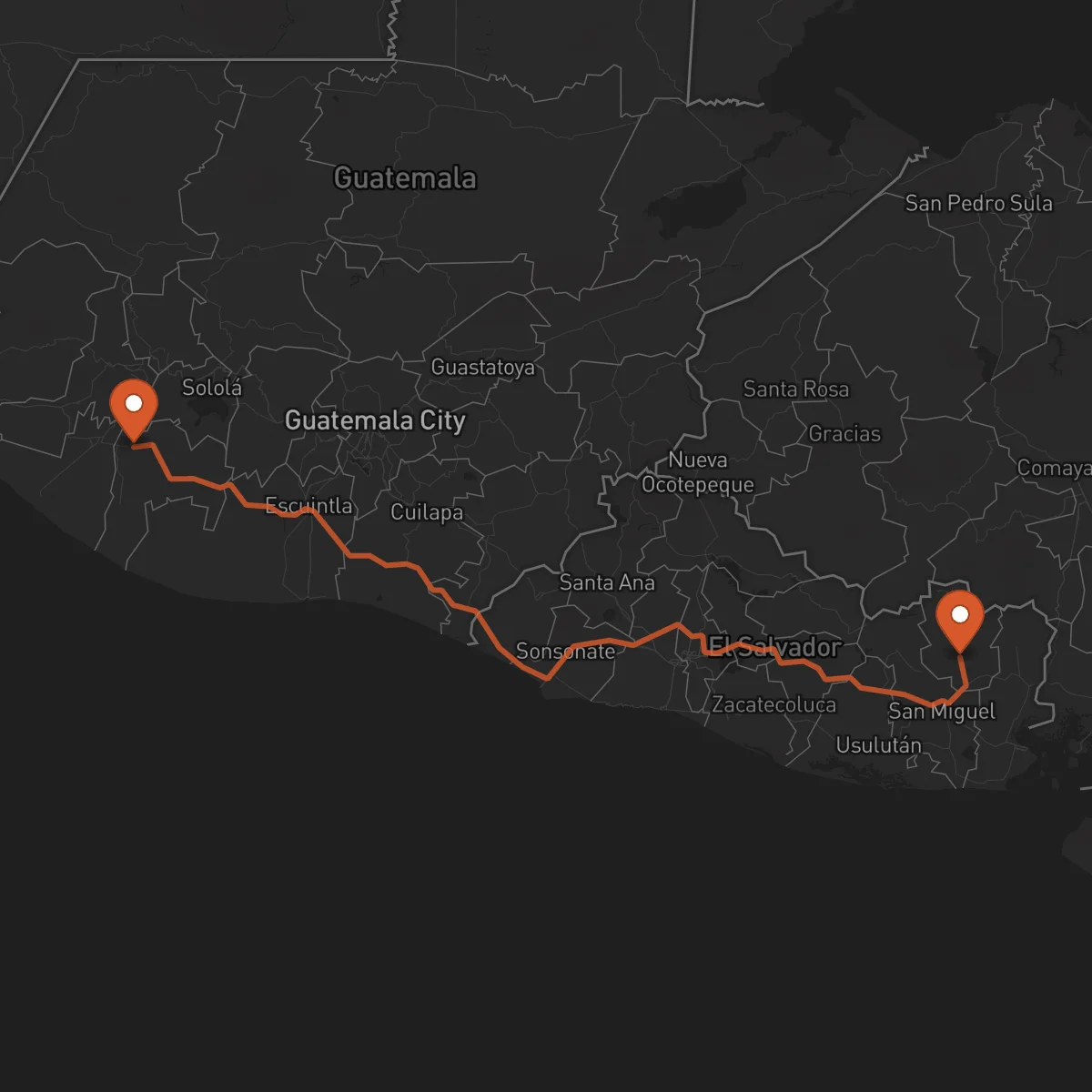 Ruta San Francisco Gotera - Mazatenango