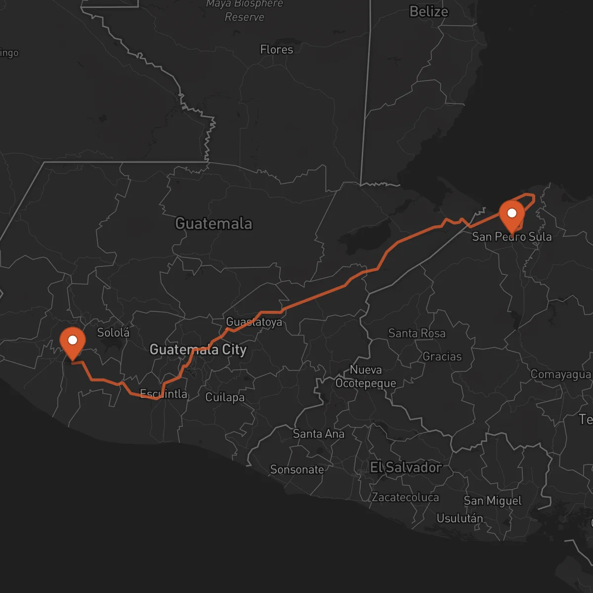 Ruta Mazatenango - San Pedro Sula