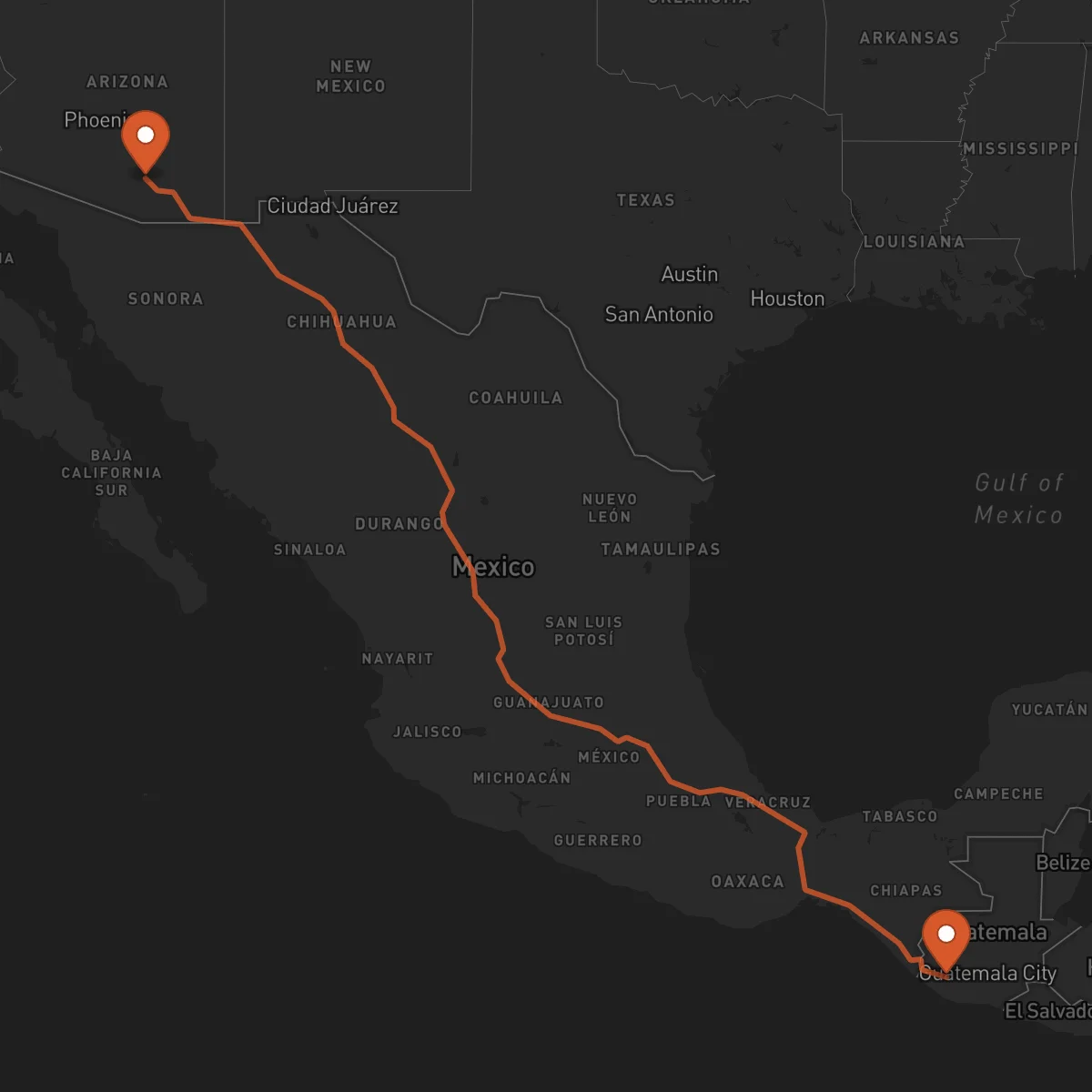 Ruta Tucson - Mazatenango
