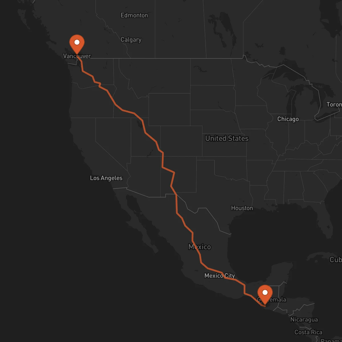 Ruta Vancouver - Mazatenango