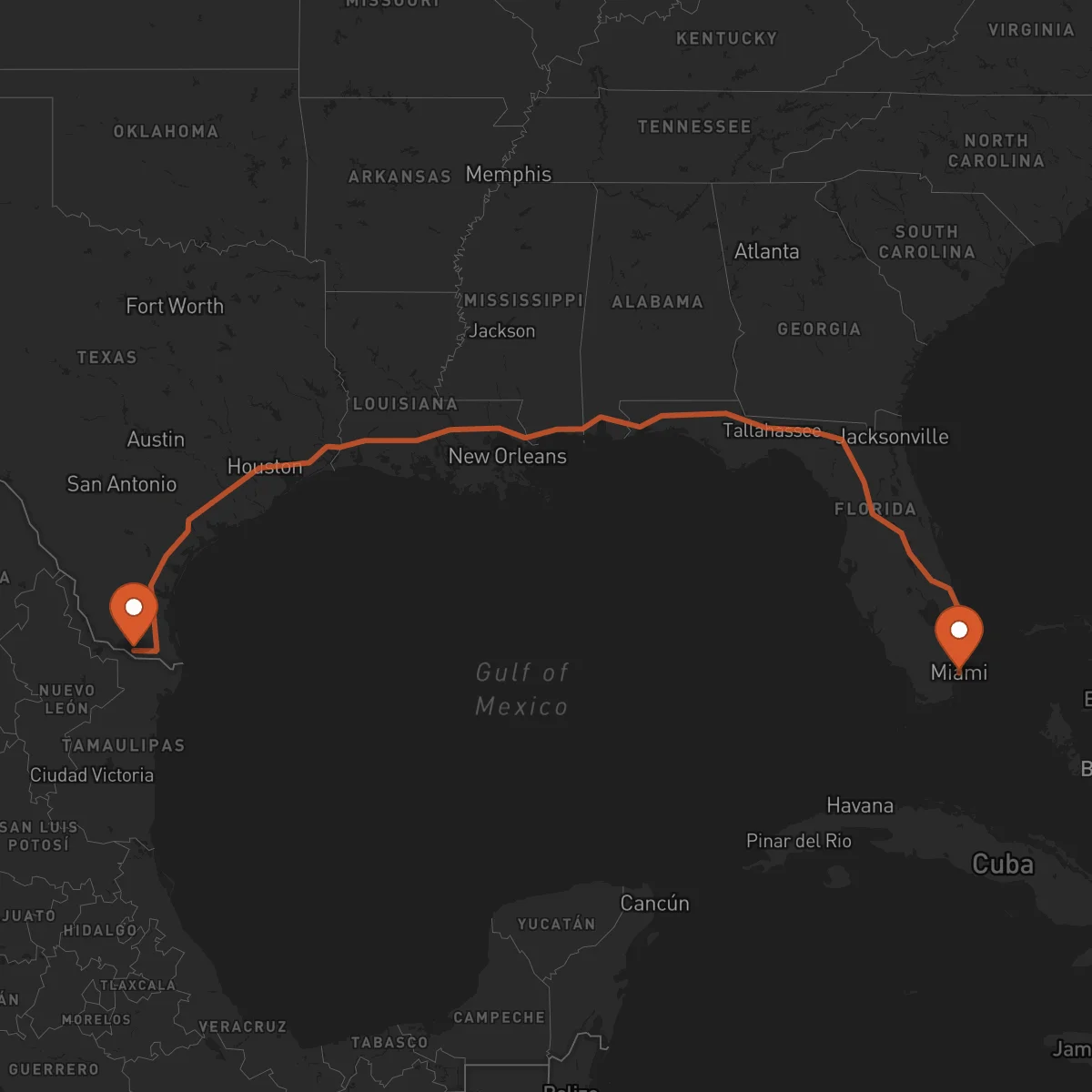 Ruta Miami - McAllen