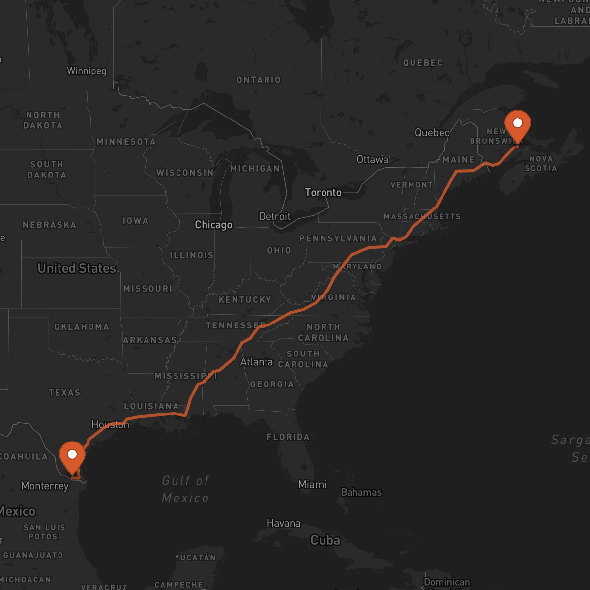 Ruta Moncton - McAllen