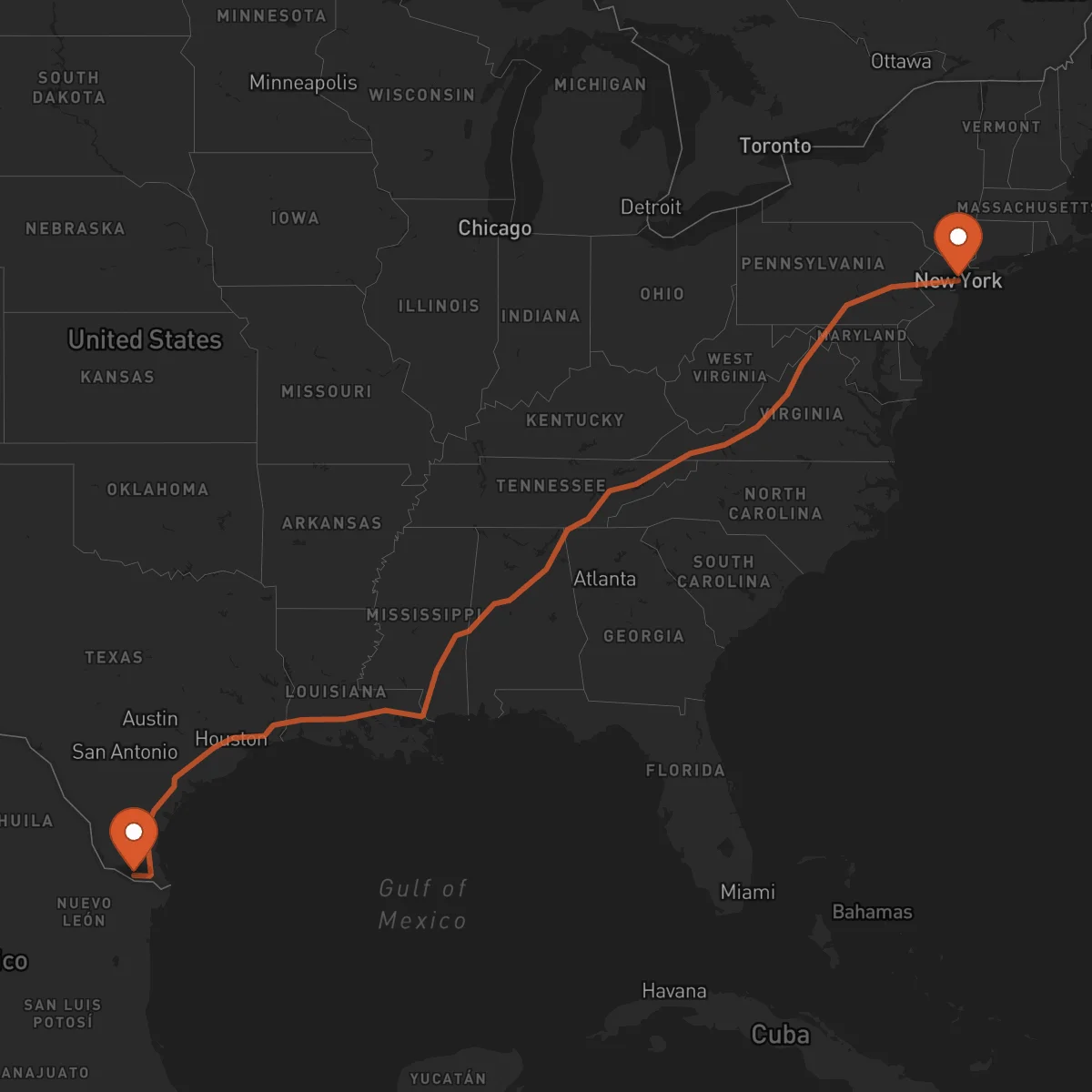 Ruta New York - McAllen