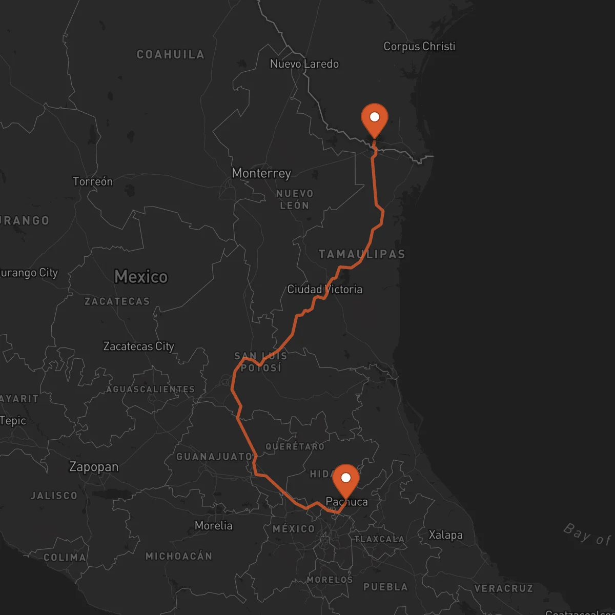 Ruta McAllen - Pachuca de Soto