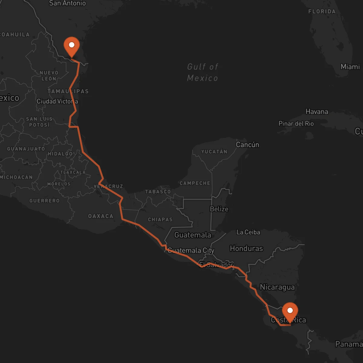 Ruta McAllen - San José