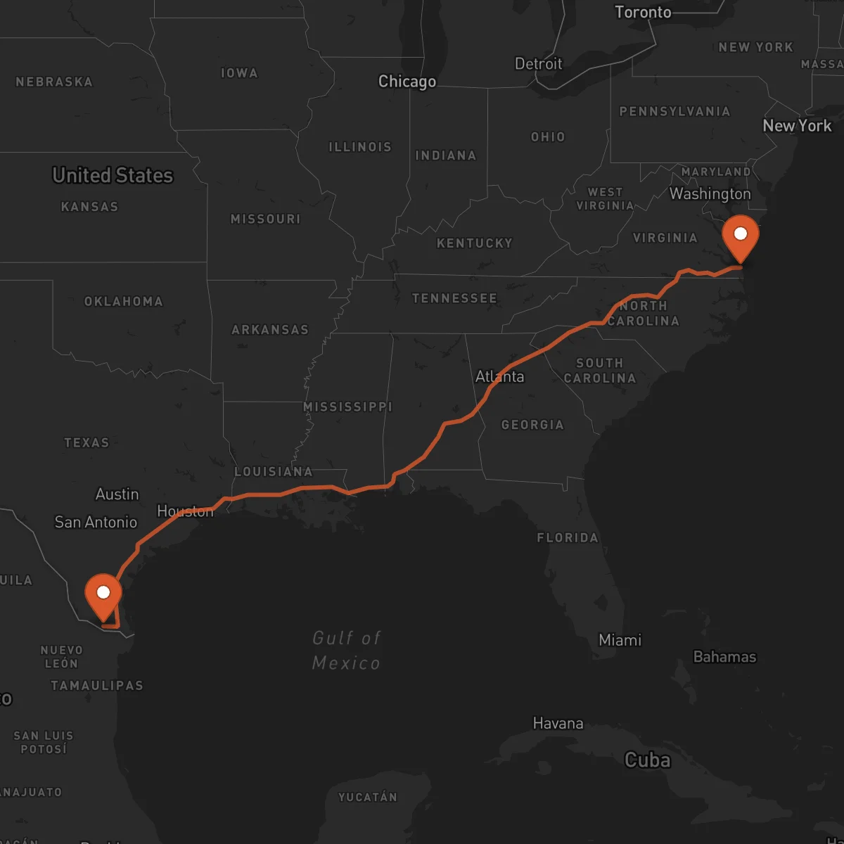 Ruta McAllen - Virginia Beach