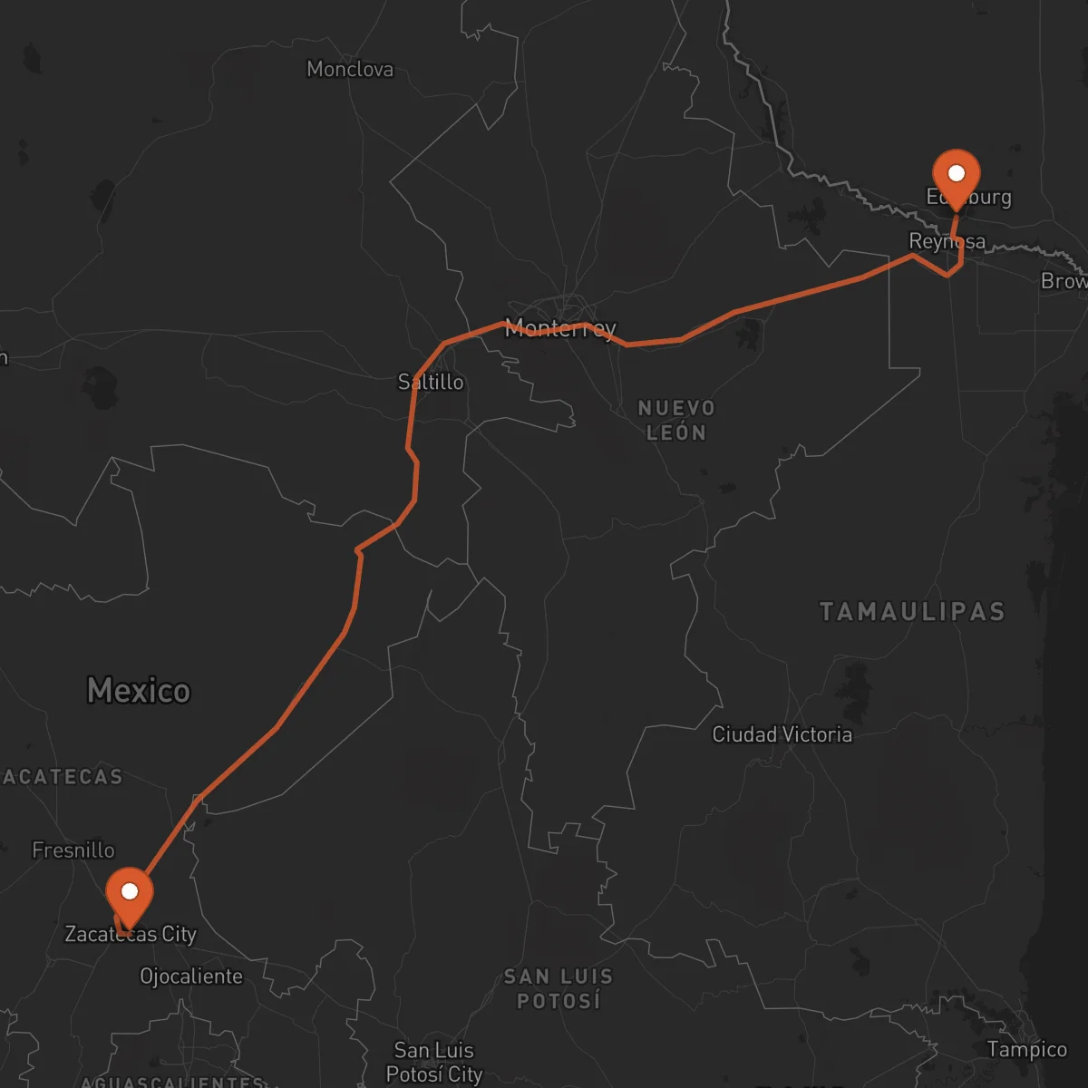 Ruta Zacatecas - McAllen