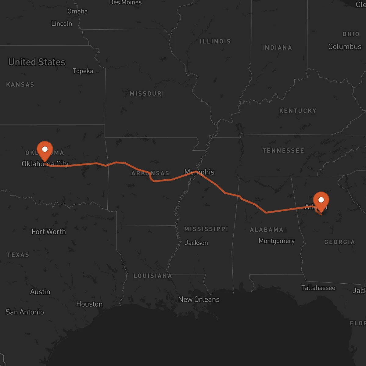 Ruta Oklahoma City - McDonough