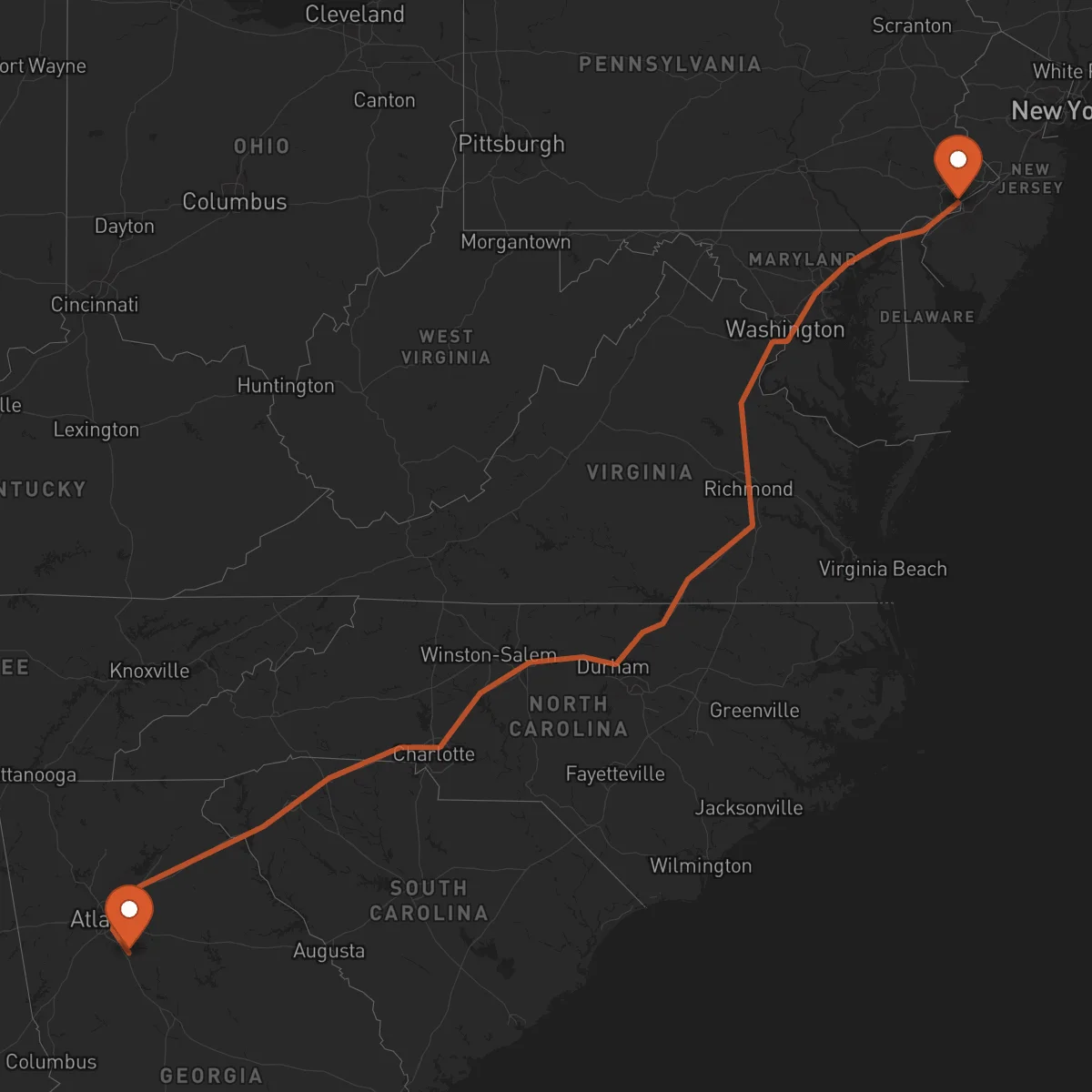 Ruta Philadelphie - McDonough