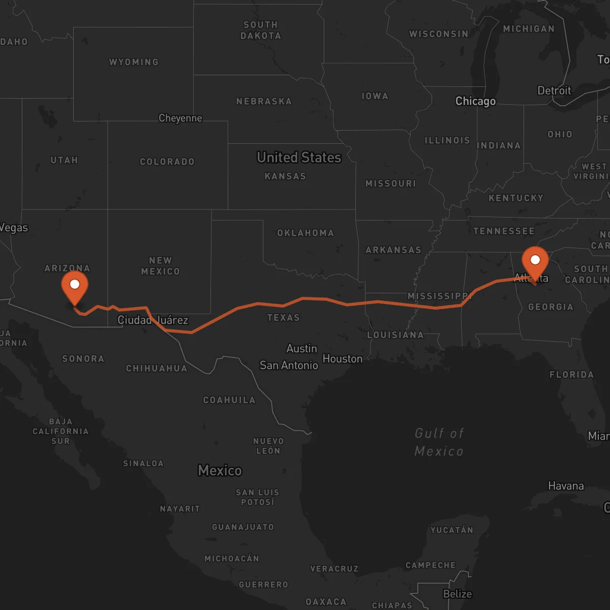 Ruta Tucson - McDonough