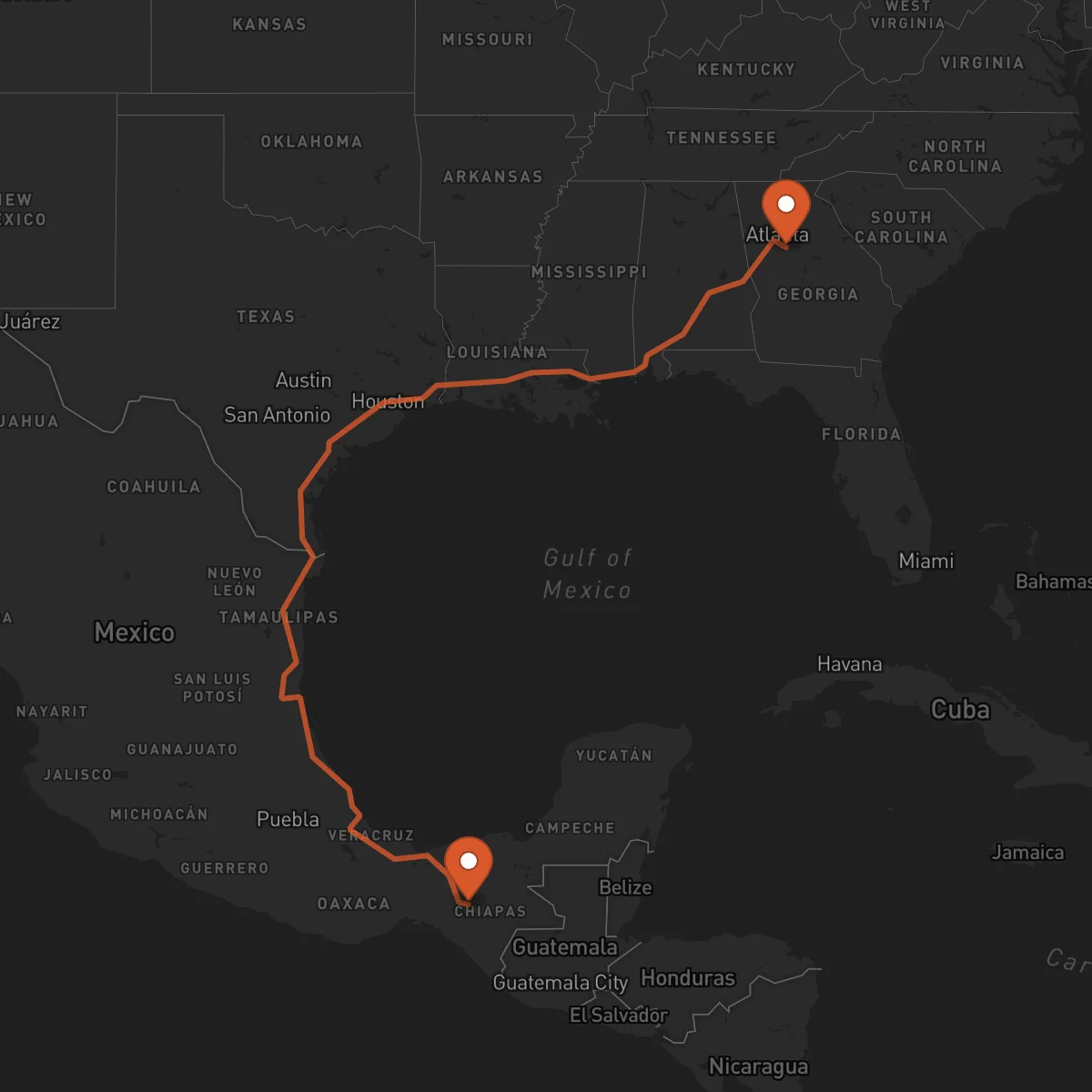 Ruta Tuxtla Gutiérrez - McDonough