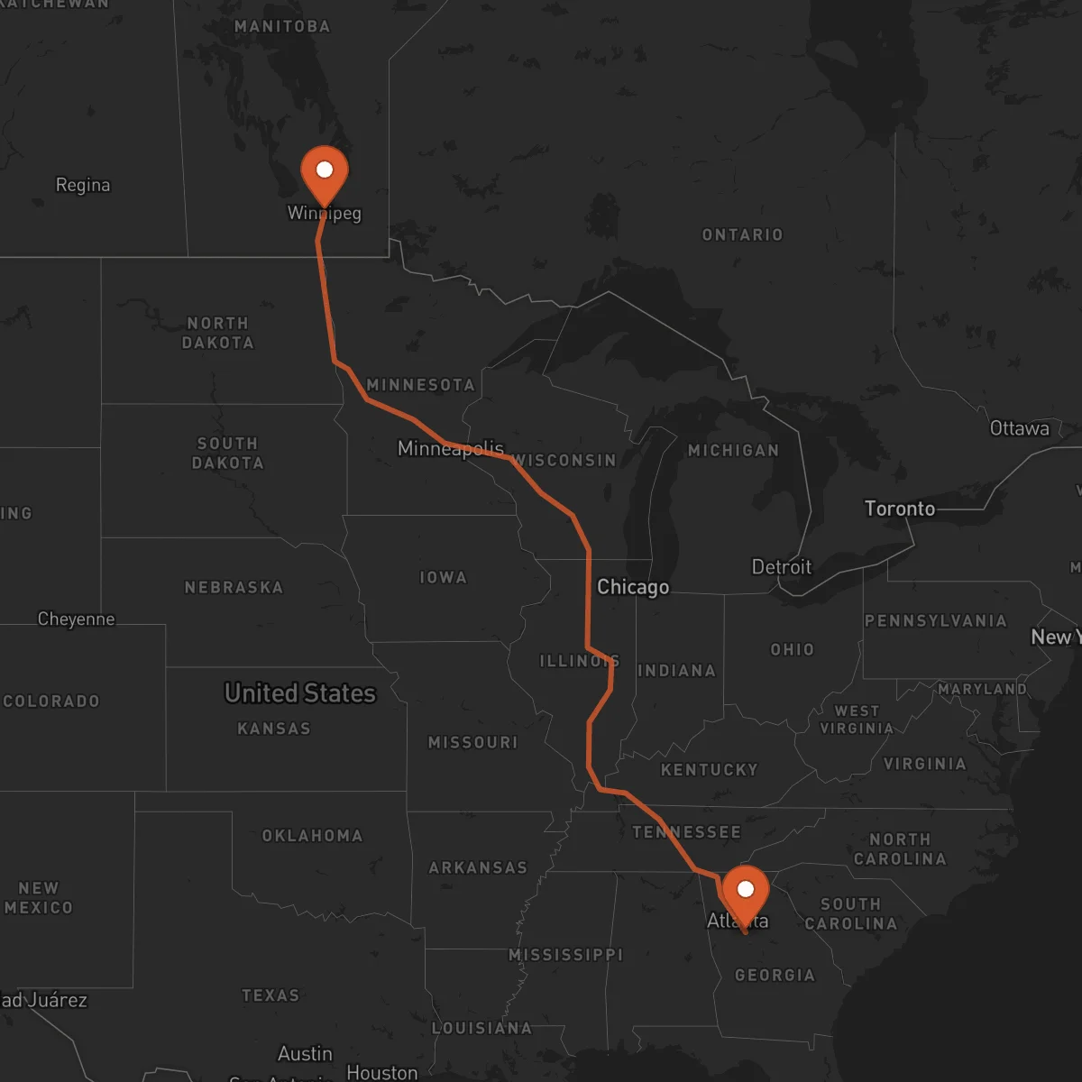 Ruta Winnipeg - McDonough