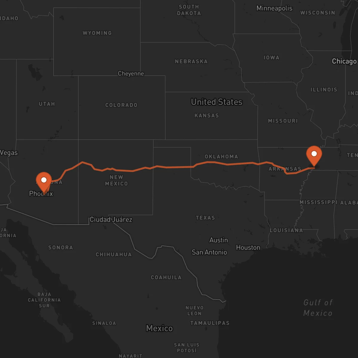 Ruta Memphis - Mesa