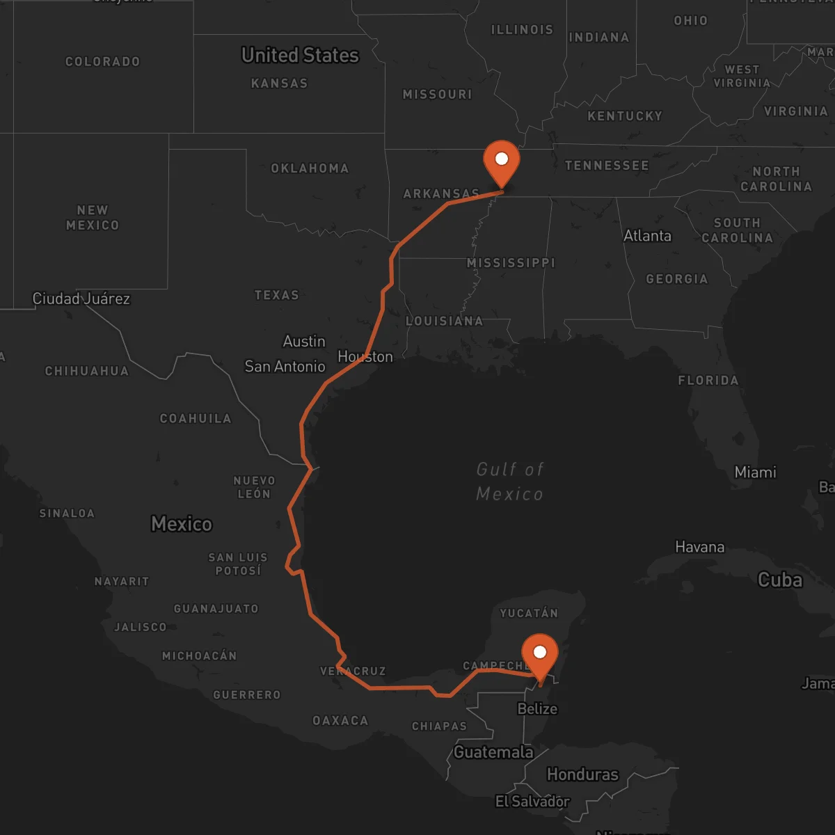 Ruta Memphis - Orange Walk Town