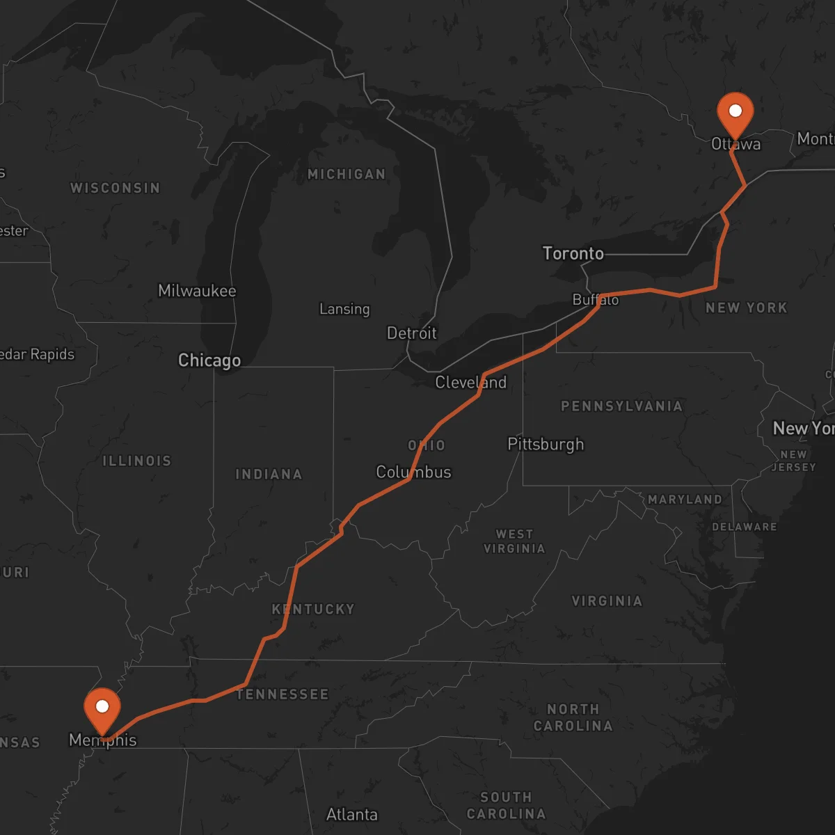 Ruta Ottawa - Memphis