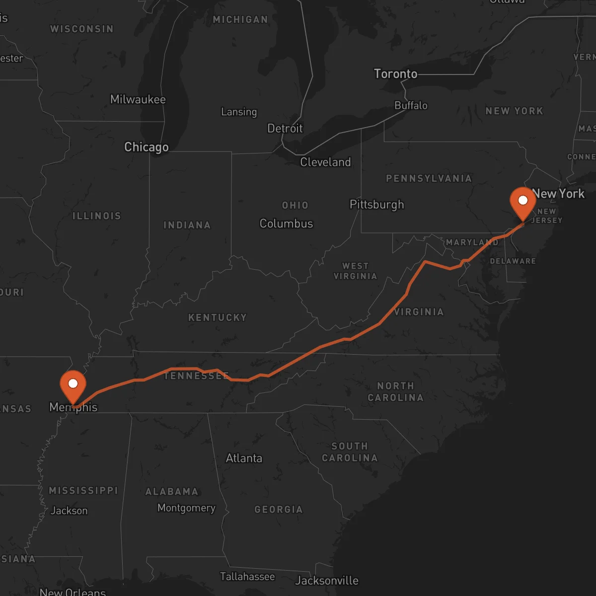 Ruta Memphis - Philadelphie