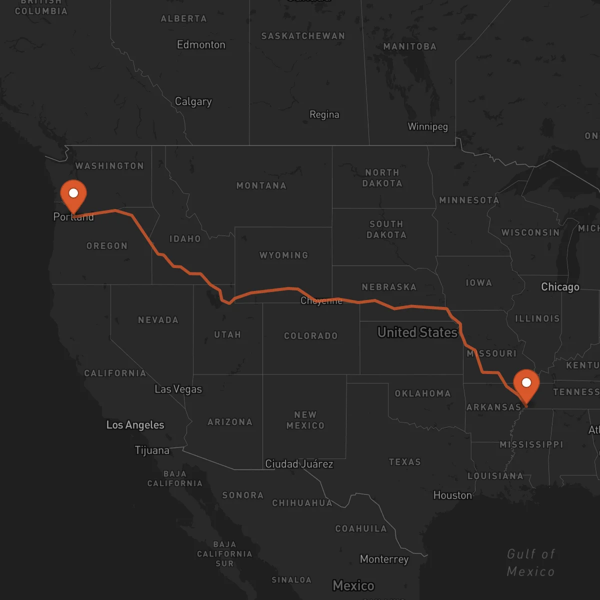 Ruta Portland - Memphis