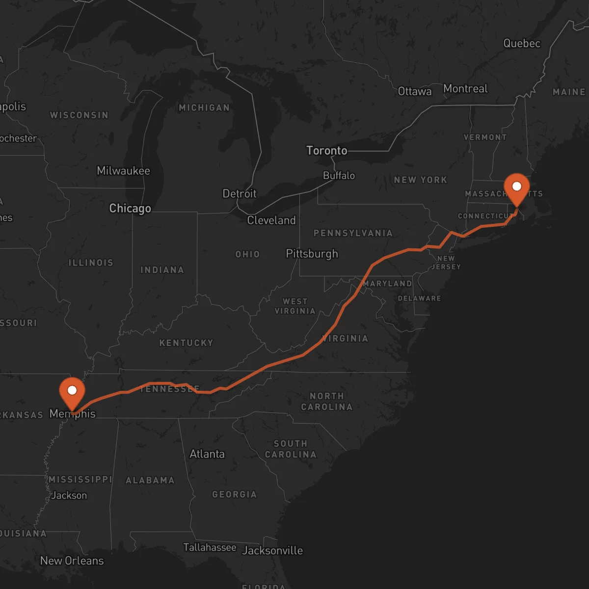 Ruta Providence - Memphis