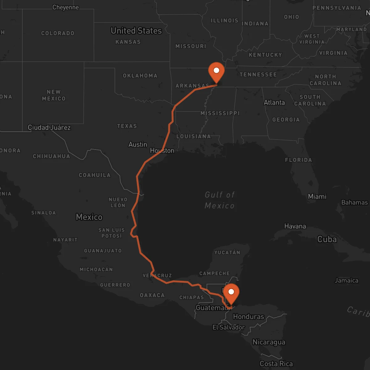 Ruta Puerto Barrios - Memphis