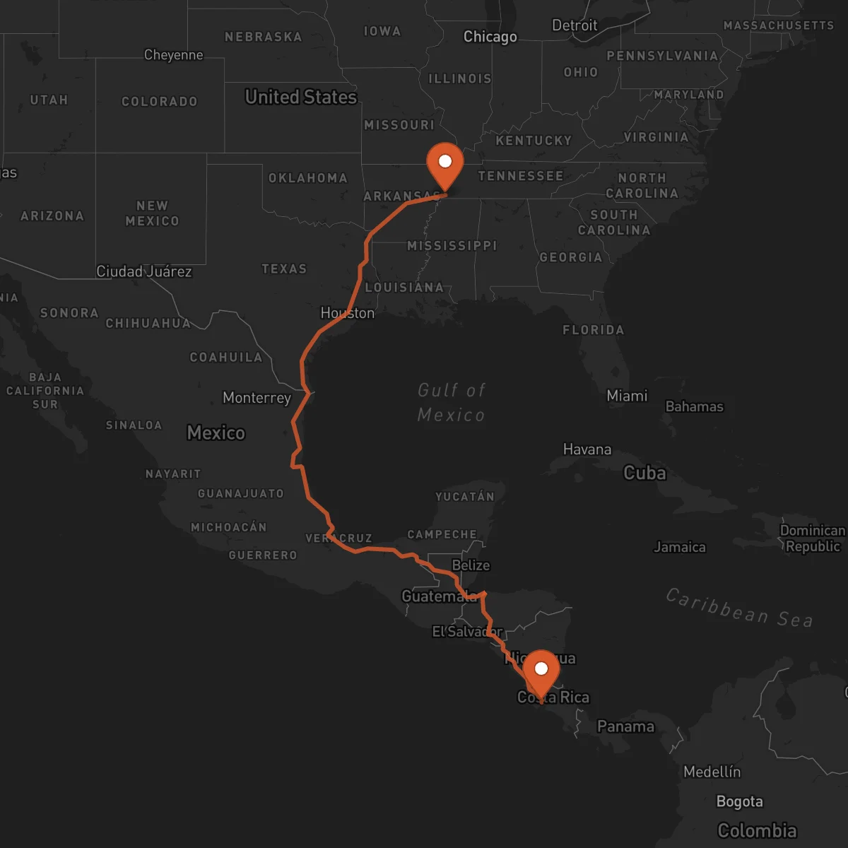 Ruta Memphis - Puntarenas
