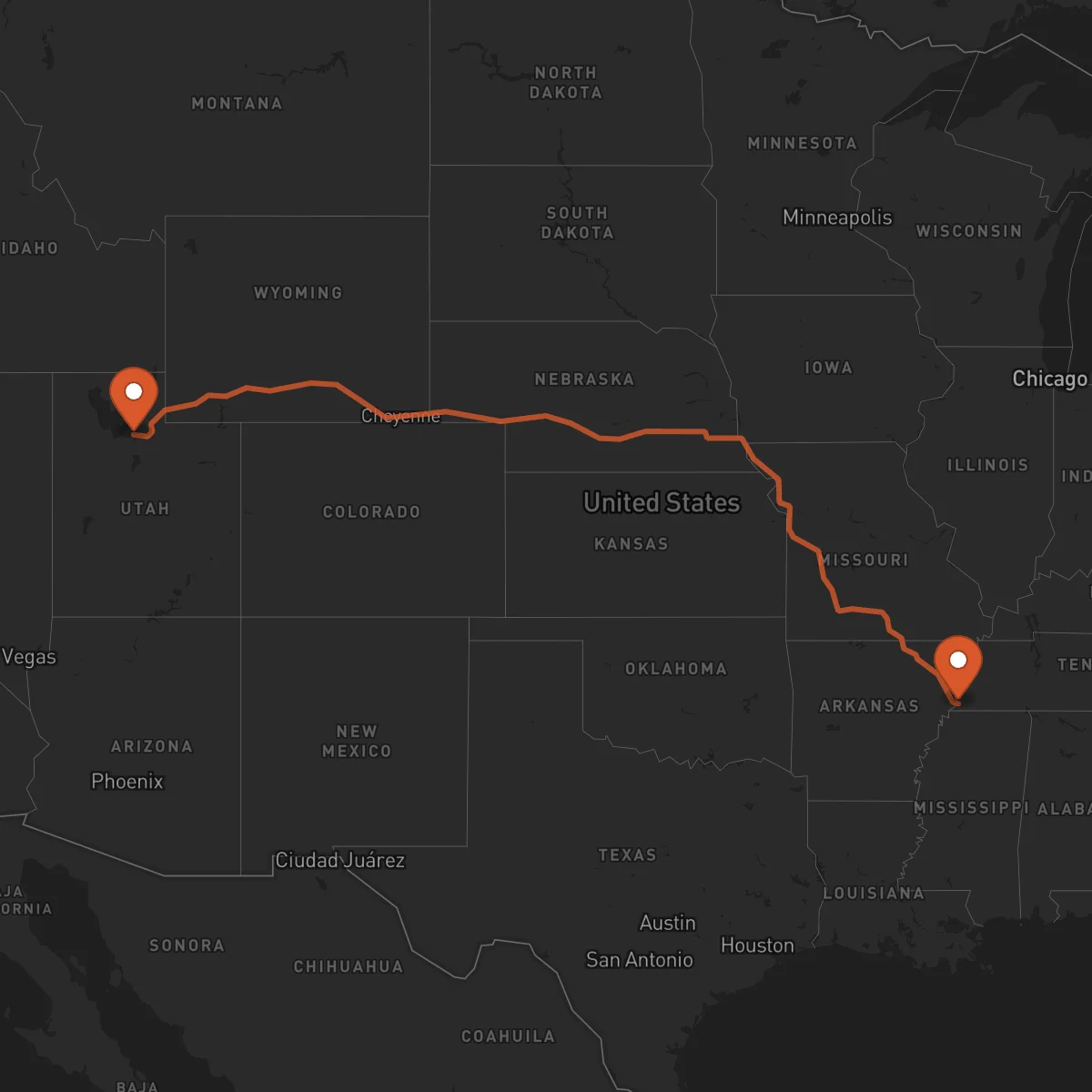 Ruta Memphis - Salt Lake City