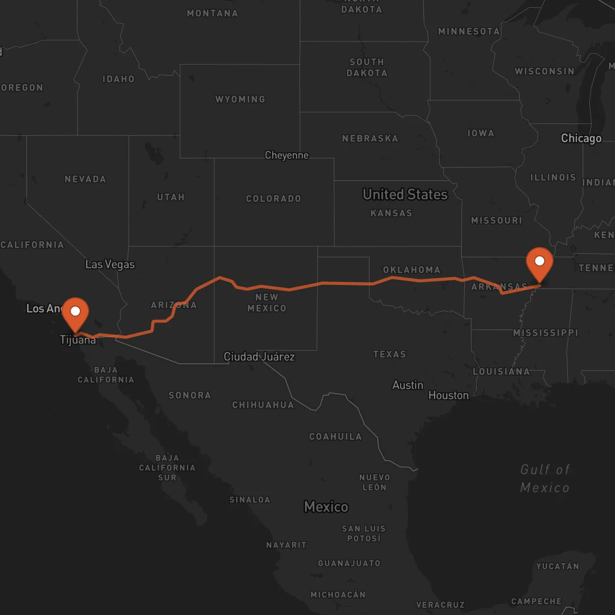 Ruta Memphis - San Diego
