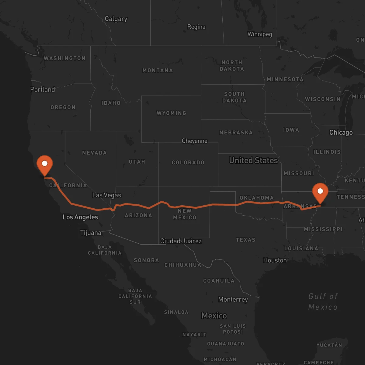 Ruta Memphis - San Francisco