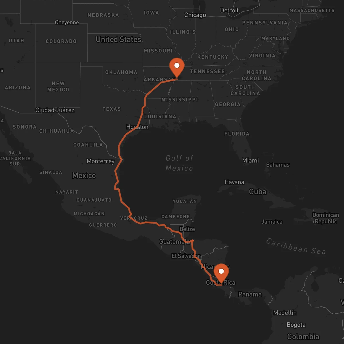 Ruta San José - Memphis