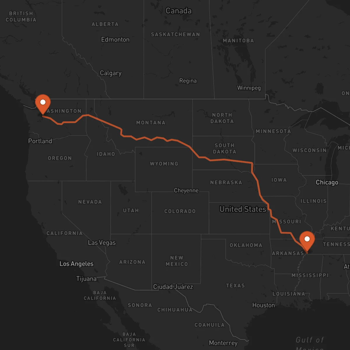 Ruta Memphis - Seattle
