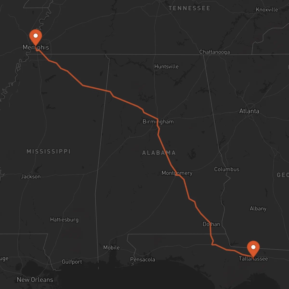 Ruta Memphis - Tallahassee