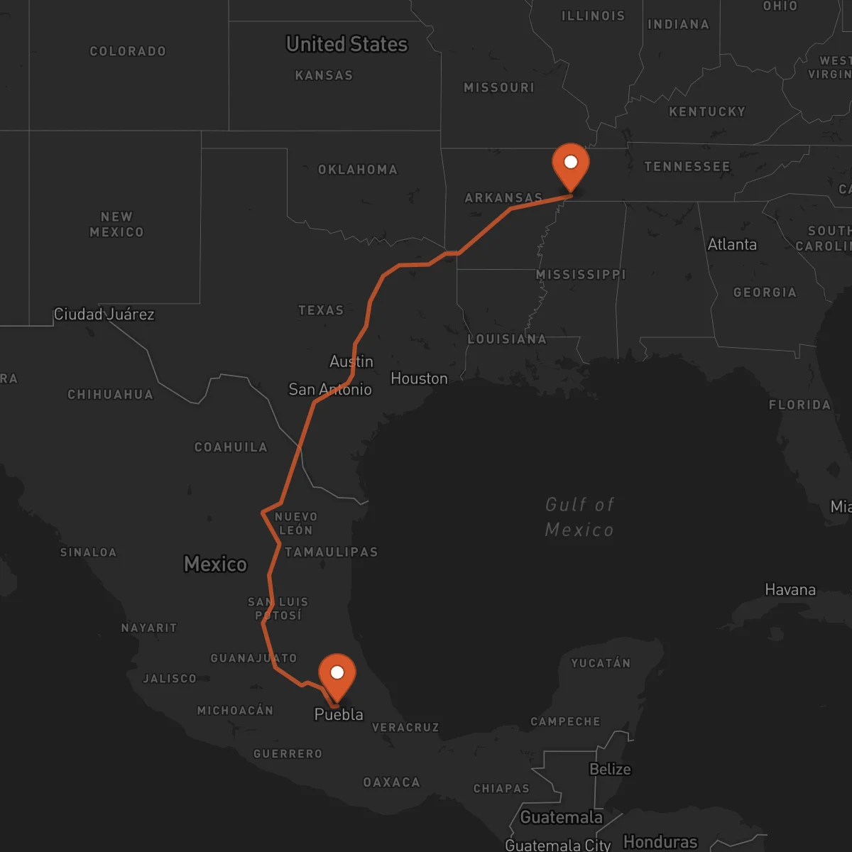 Ruta Tlaxcala - Memphis