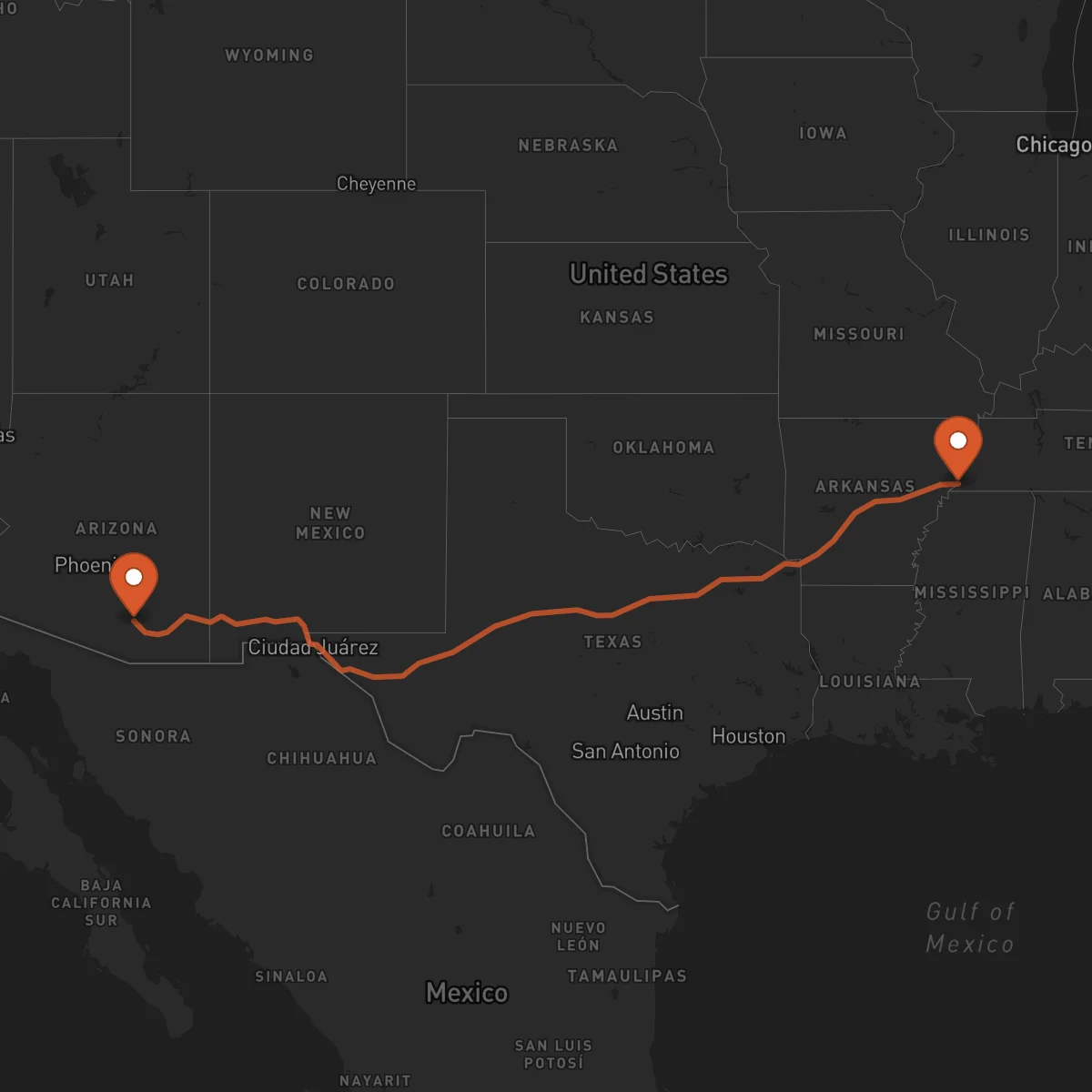 Ruta Tucson - Memphis