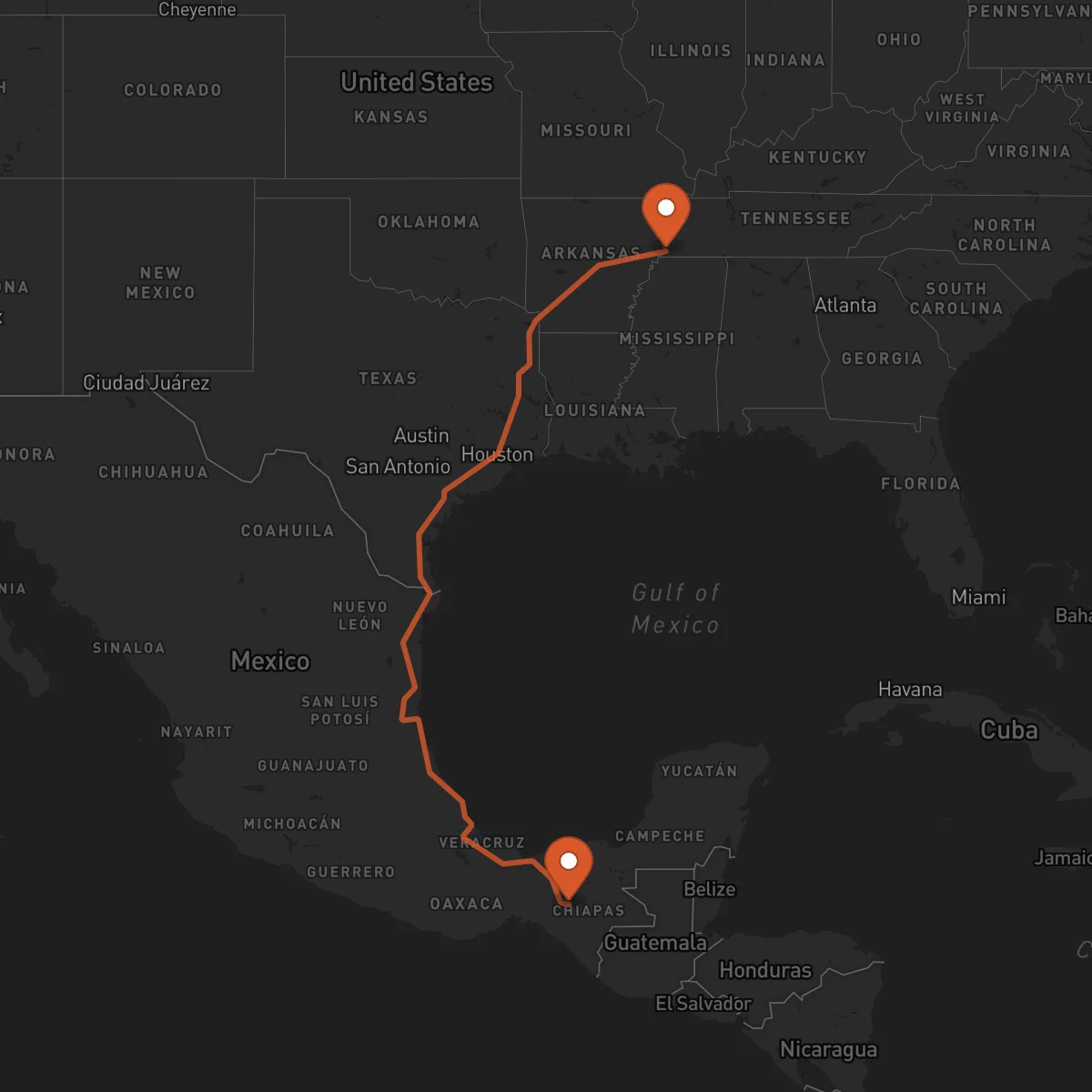 Ruta Memphis - Tuxtla Gutiérrez