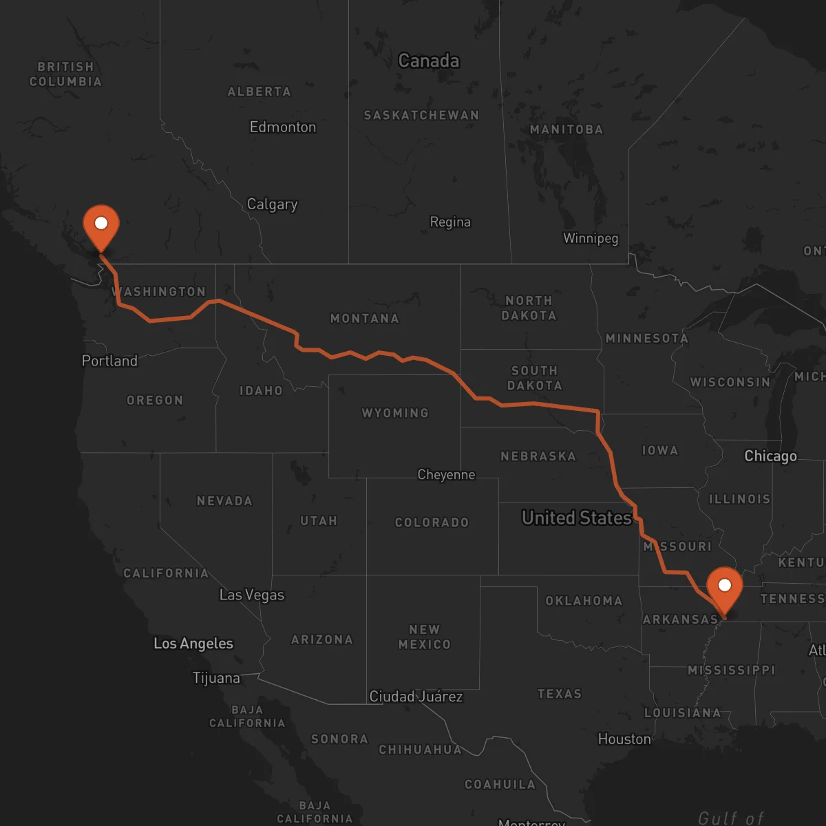 Ruta Vancouver - Memphis