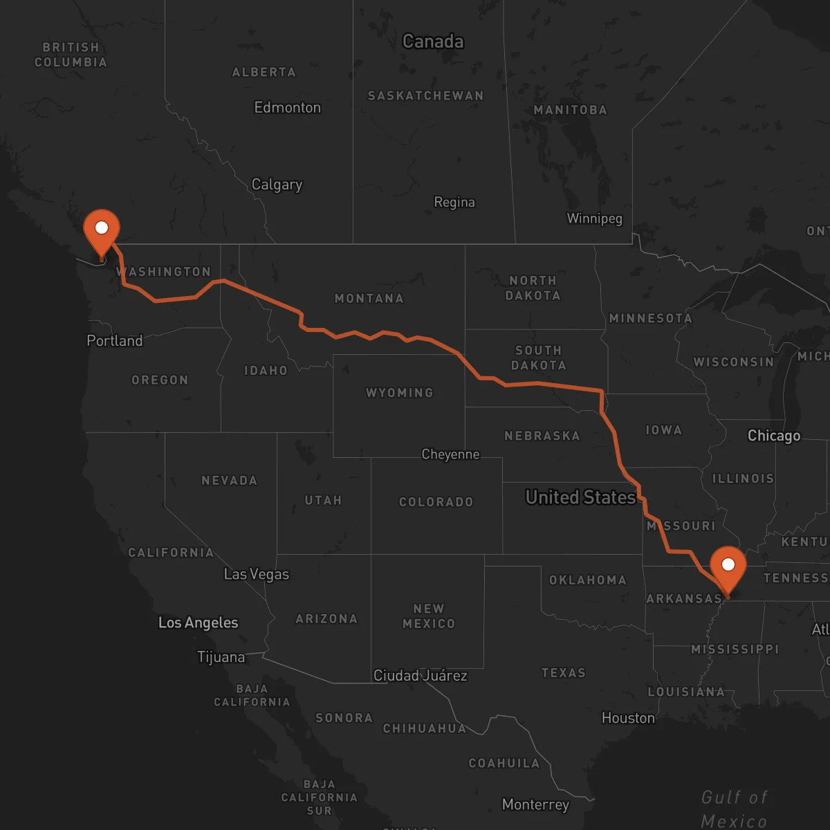 Ruta Memphis - Victoria