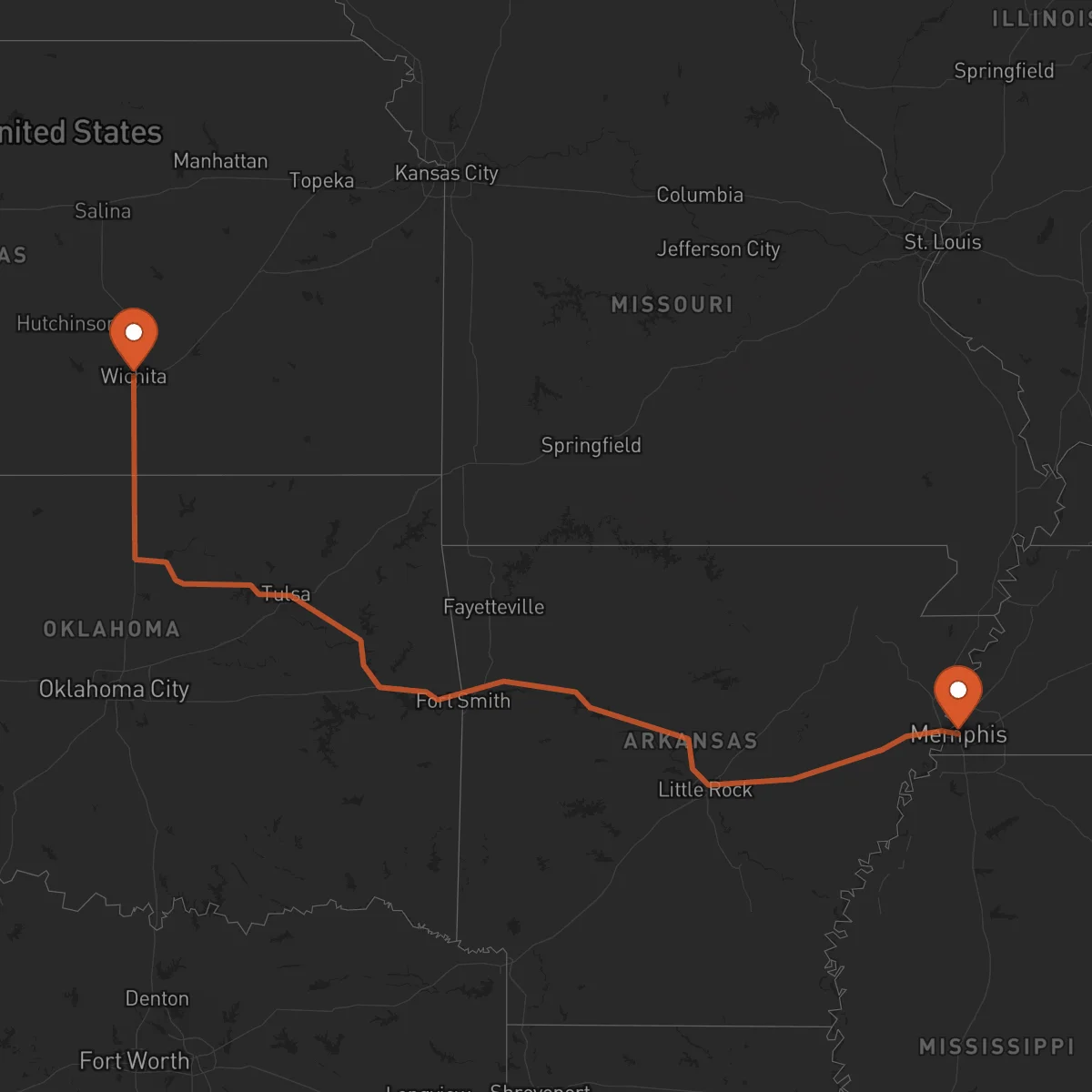 Ruta Memphis - Wichita