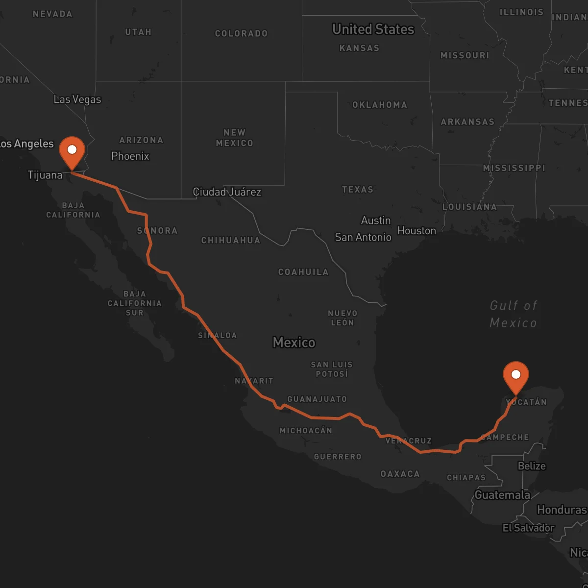 Ruta Mexicali - Mérida