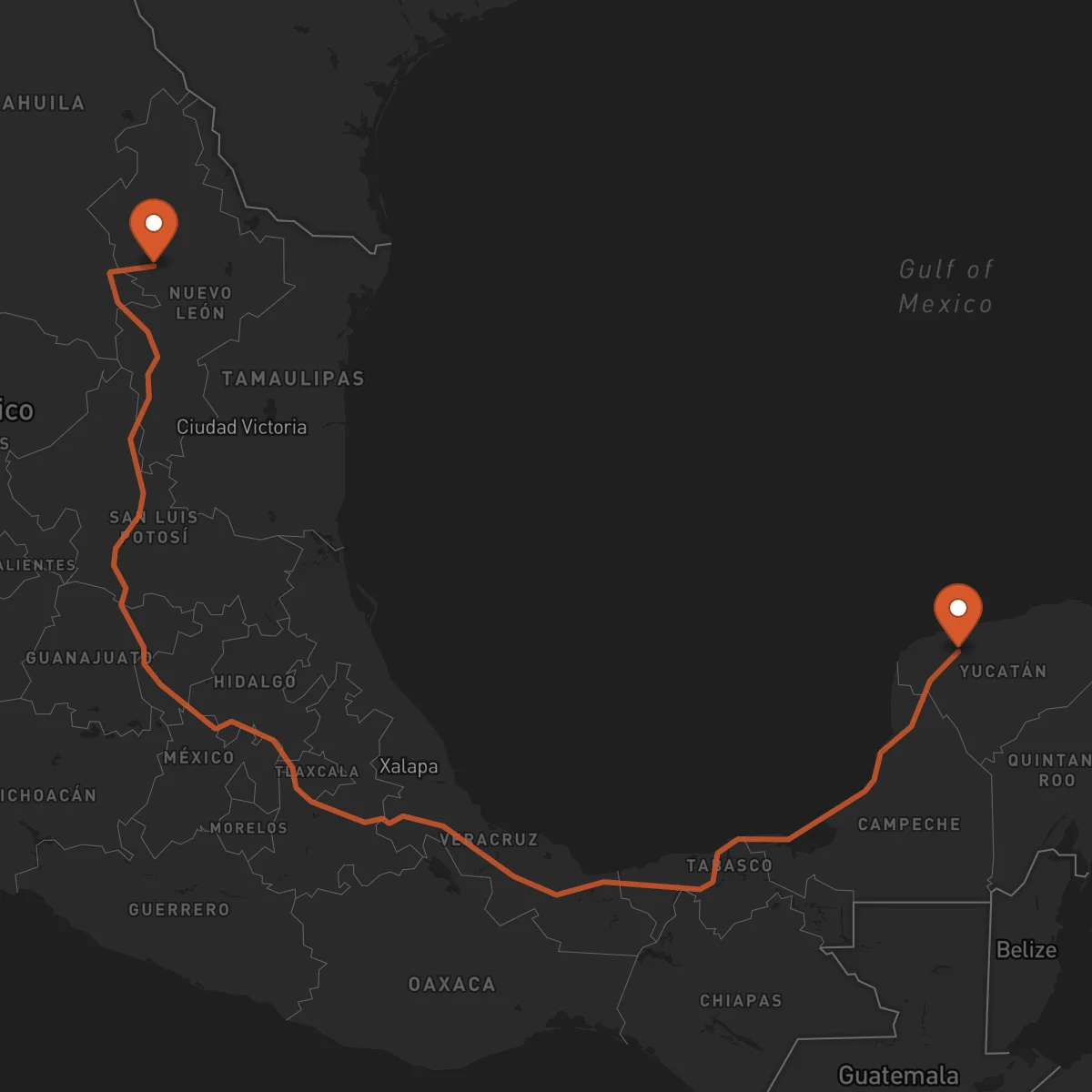 Ruta Monterrey - Mérida