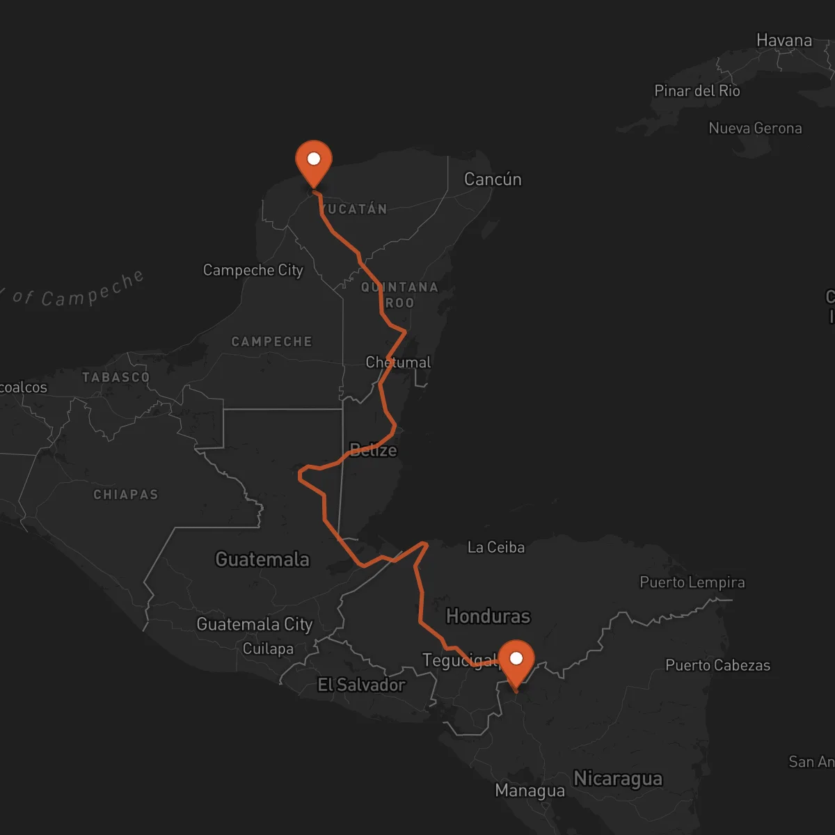 Ruta Ocotal - Mérida