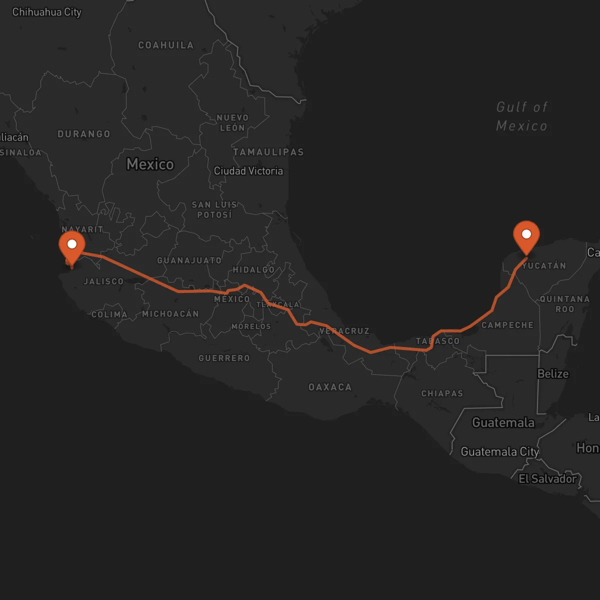 Ruta Puerto Vallarta - Mérida