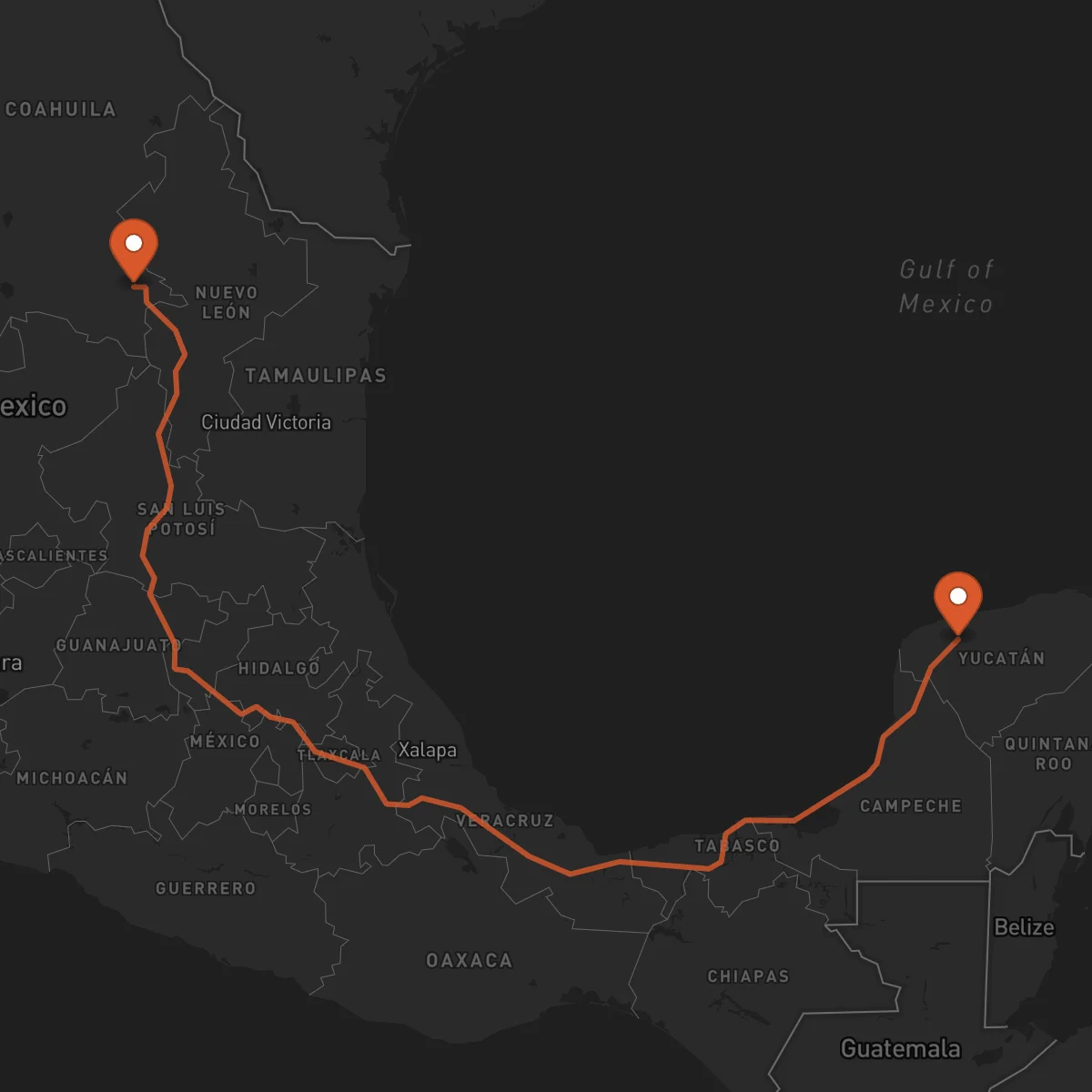 Ruta Saltillo - Mérida
