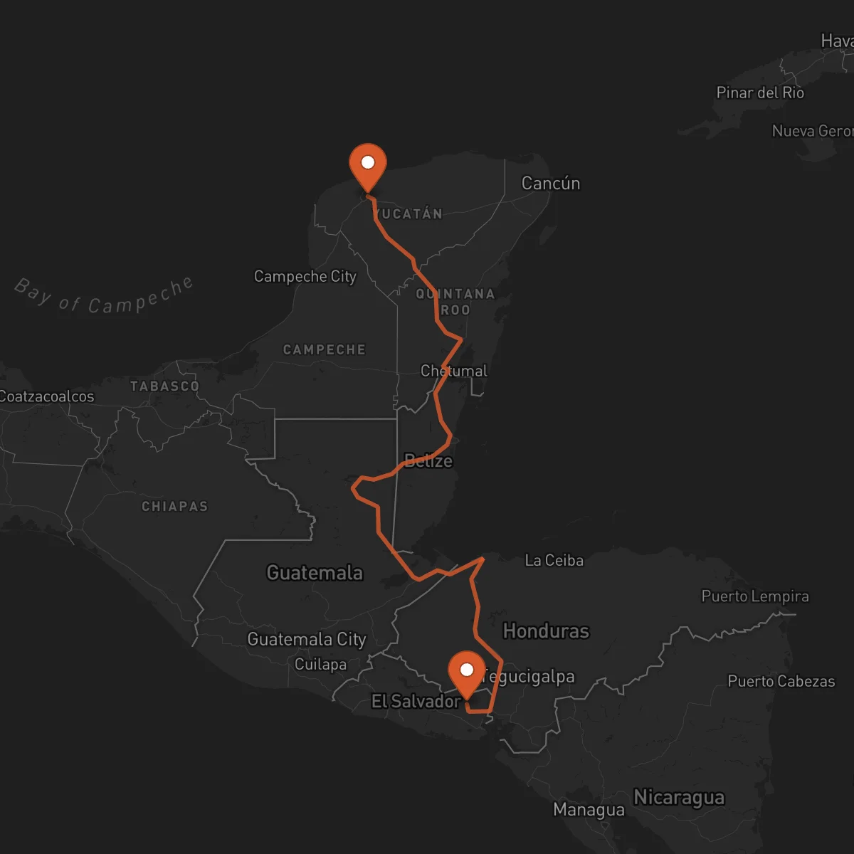 Ruta San Francisco Gotera - Mérida