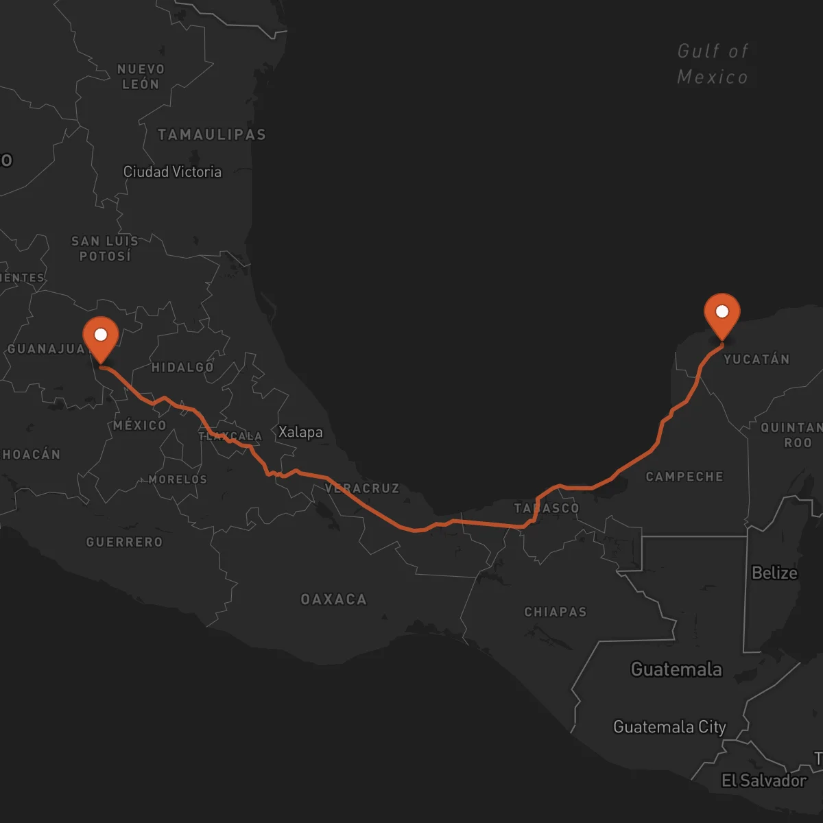 Ruta Santiago de Querétaro - Mérida