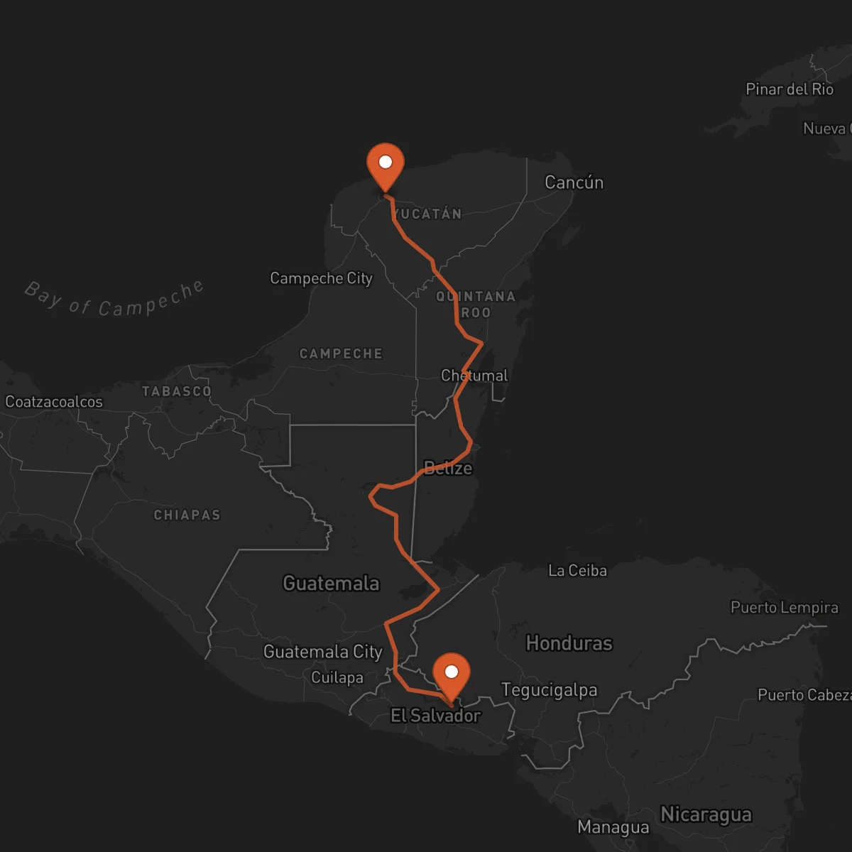 Ruta Sensuntepeque - Mérida