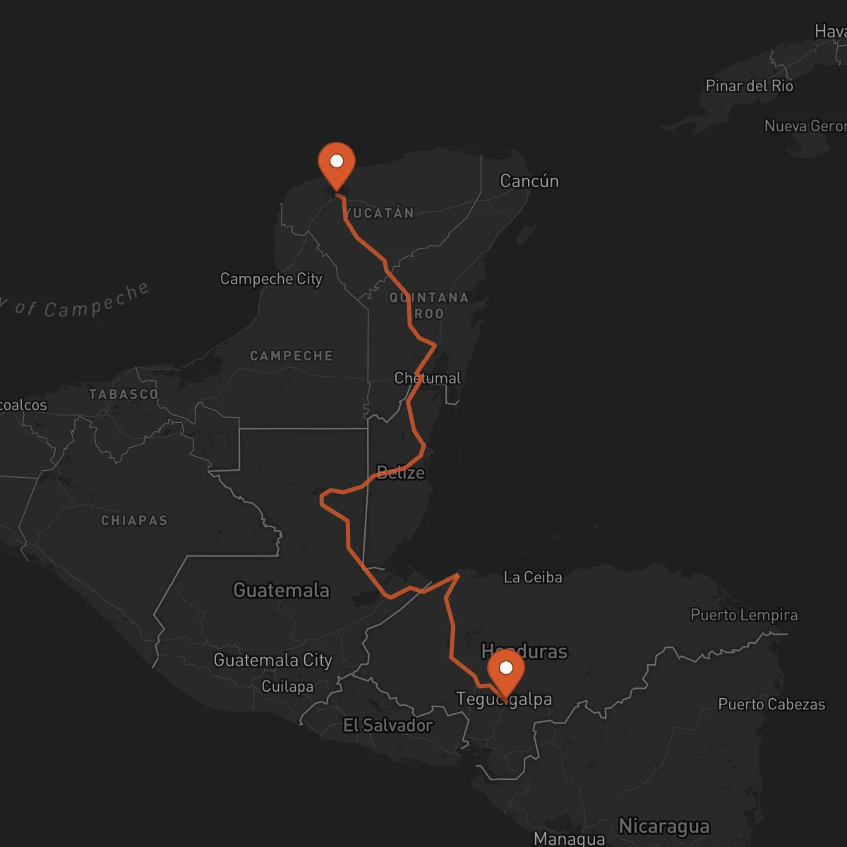 Ruta Tegucigalpa - Mérida